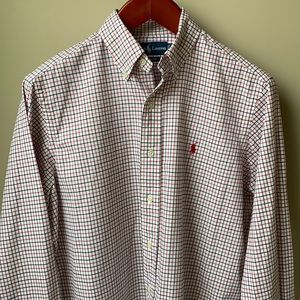 Polo Ralph Lauren Red & Black Classic Fit Button Down Shirt, Medium